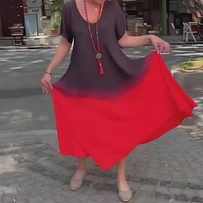 Gradientowa sukienka damska z dekoltem w szpic