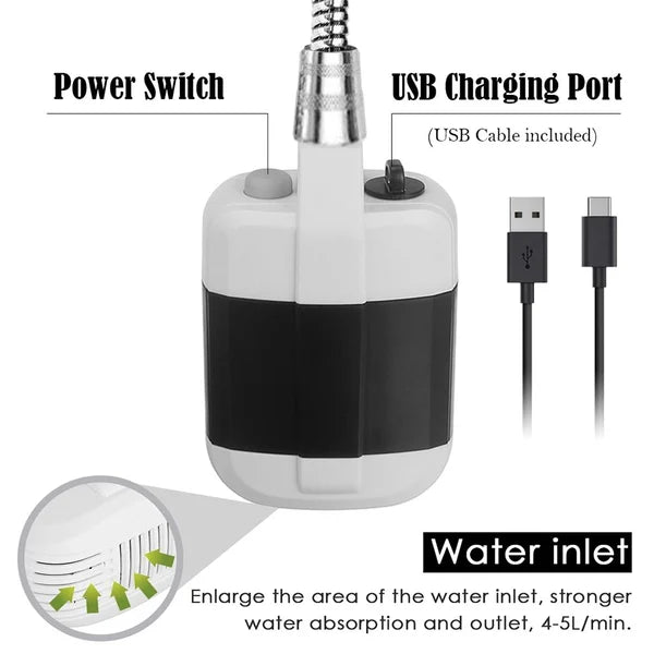 Zewnętrzny przenośny prysznic na zewnątrz USB