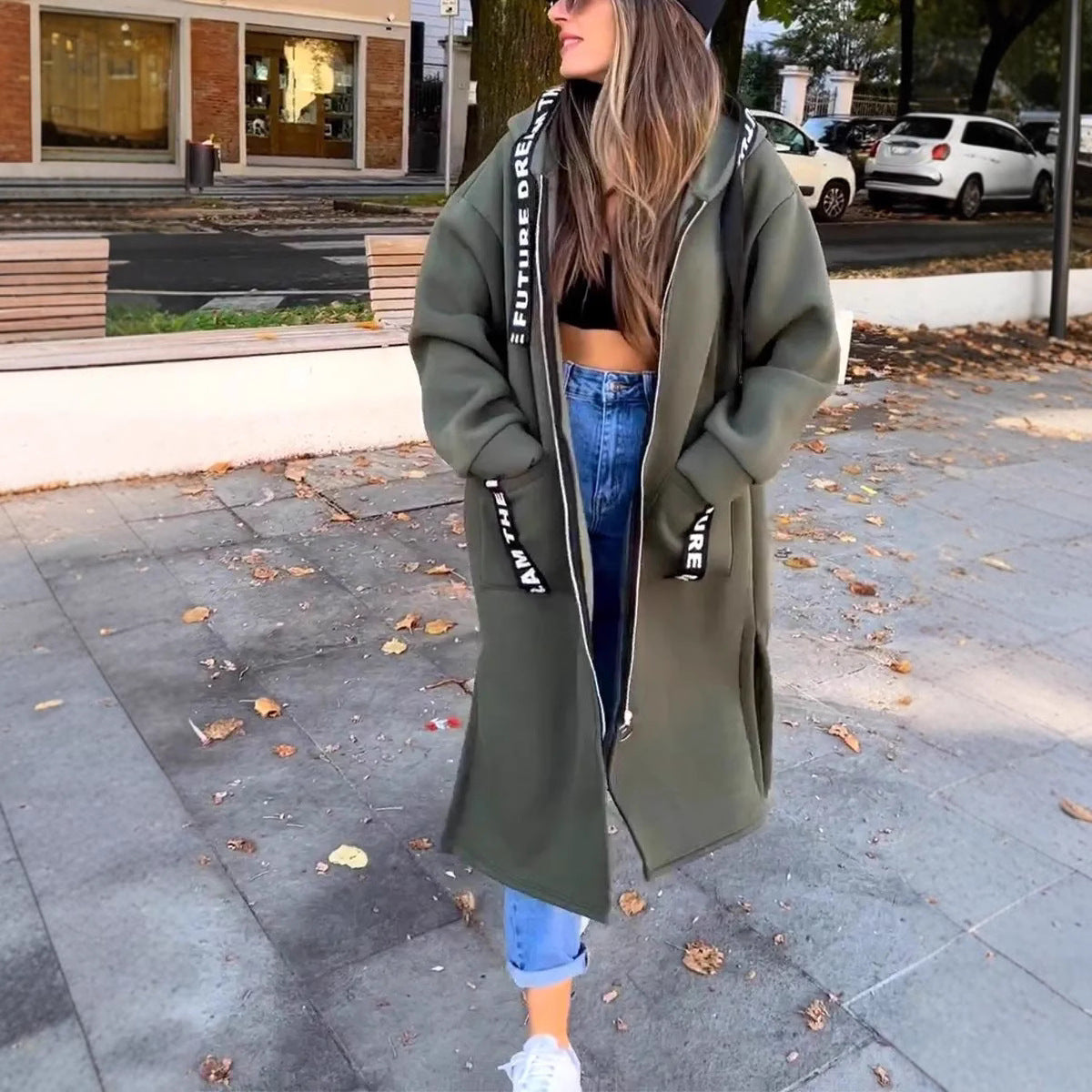 🔥Oferta ograniczona czasowo ✨ Damska długa bluza z kapturem🍂