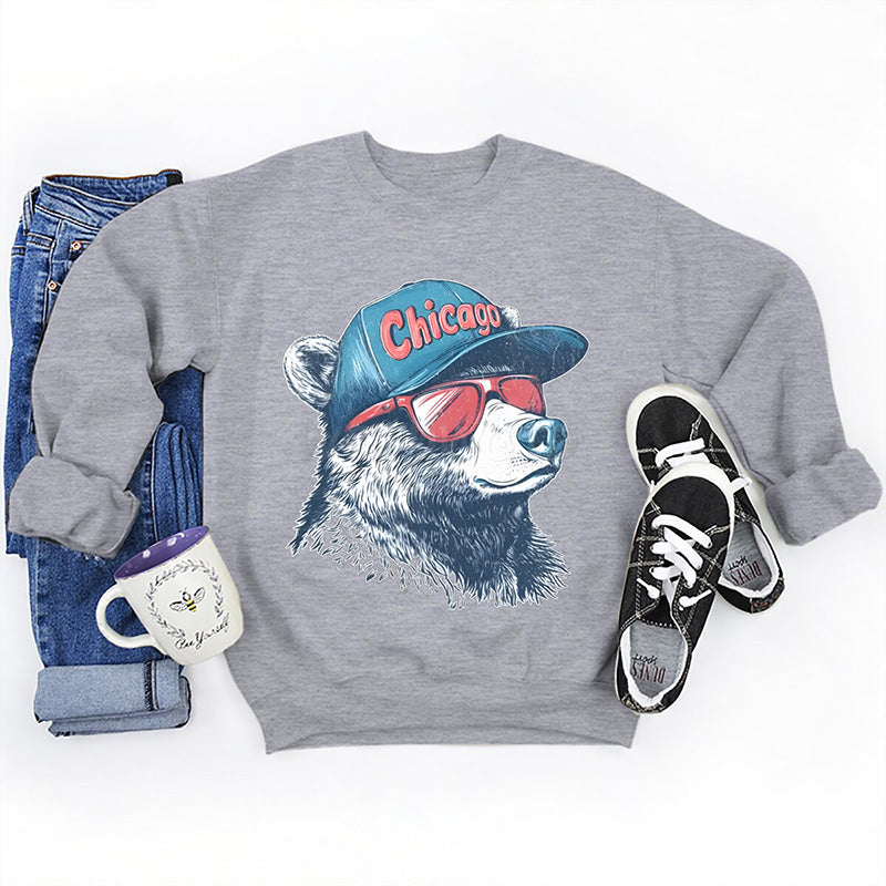Unisex stylowy nadruk dla zwierząt top z długimi rękawami