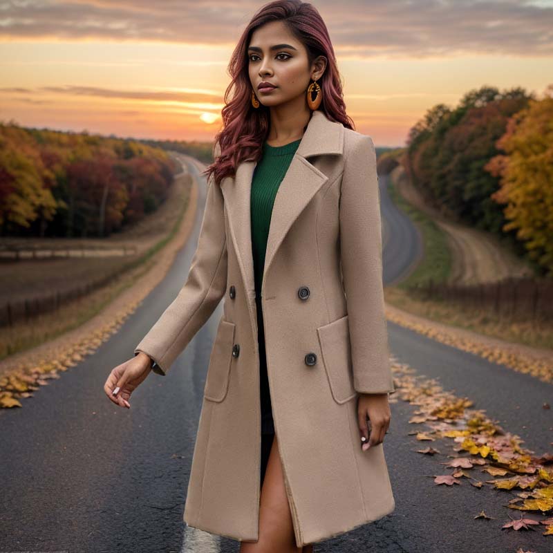 Kobiety klasyczny średniej długości elegancki płaszcz