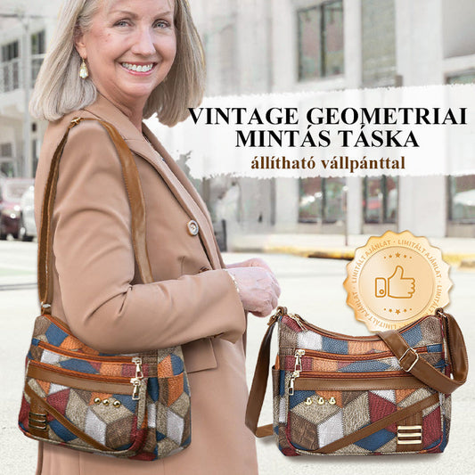 👜 Vintage geometriai táska • Állítható vállpánt