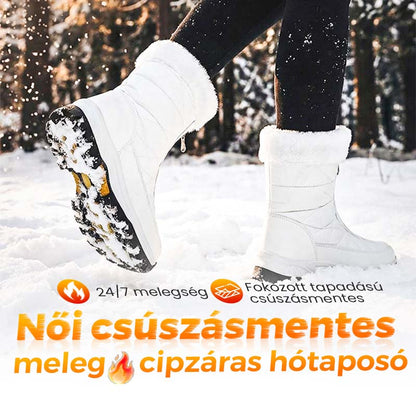 🔥 2026 Új érkezés 🔥 Női csúszásmentes, hőszigetelő cipzárral ellátott hótalpú csizma
