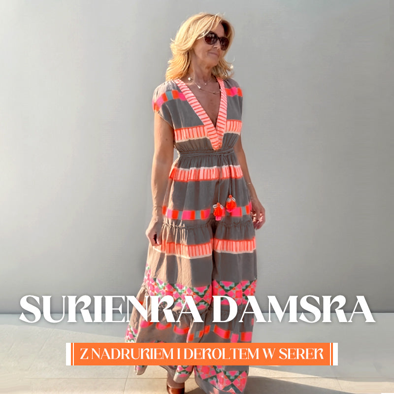 💕Luźna sukienka bez rękawów w paski z dekoltem w serek w stylu vintage
