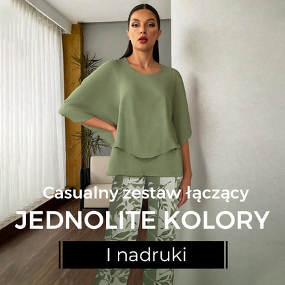 👗 Spodnie z nadrukiem i top z okrągłym dekoltem