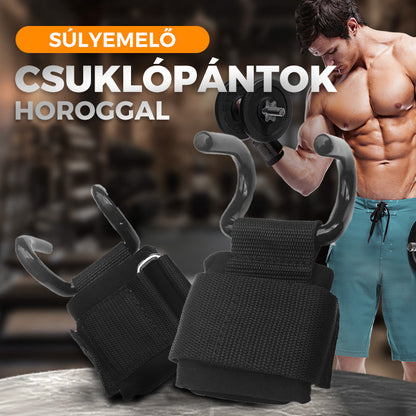 💪 Nehéz emelőpántok csuklókampóval erősítő edzéshez