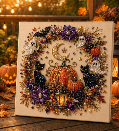 🎃 Halloween gyöngyös kézműves készlet – Készíts kísértetiesen aranyos alkotások apró gyöngyökből