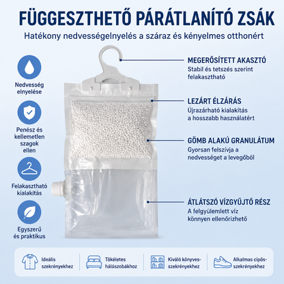 🧥【🔥 1+1 INGYEN】 Felakasztható, újrafelhasználható párátlanító zsák
