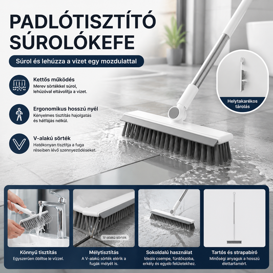 🧹🛁 2 az 1-ben Fuga és Saroktisztító Kefe Lehúzóval
