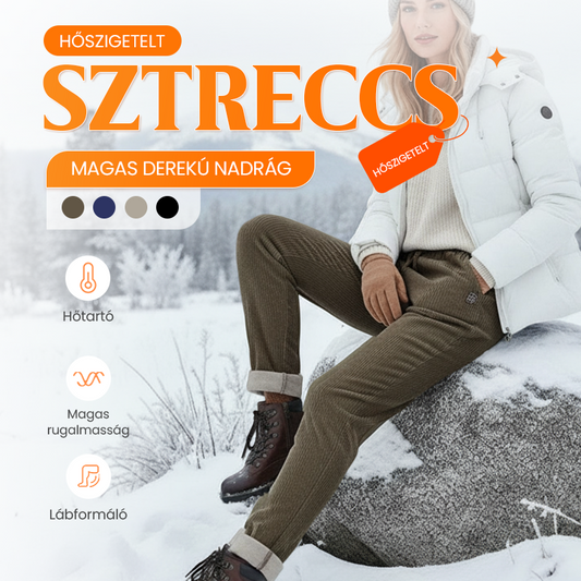❄️👖 Női, magas derekú, karcsúsított nadrág, párnázott ülőrésszel