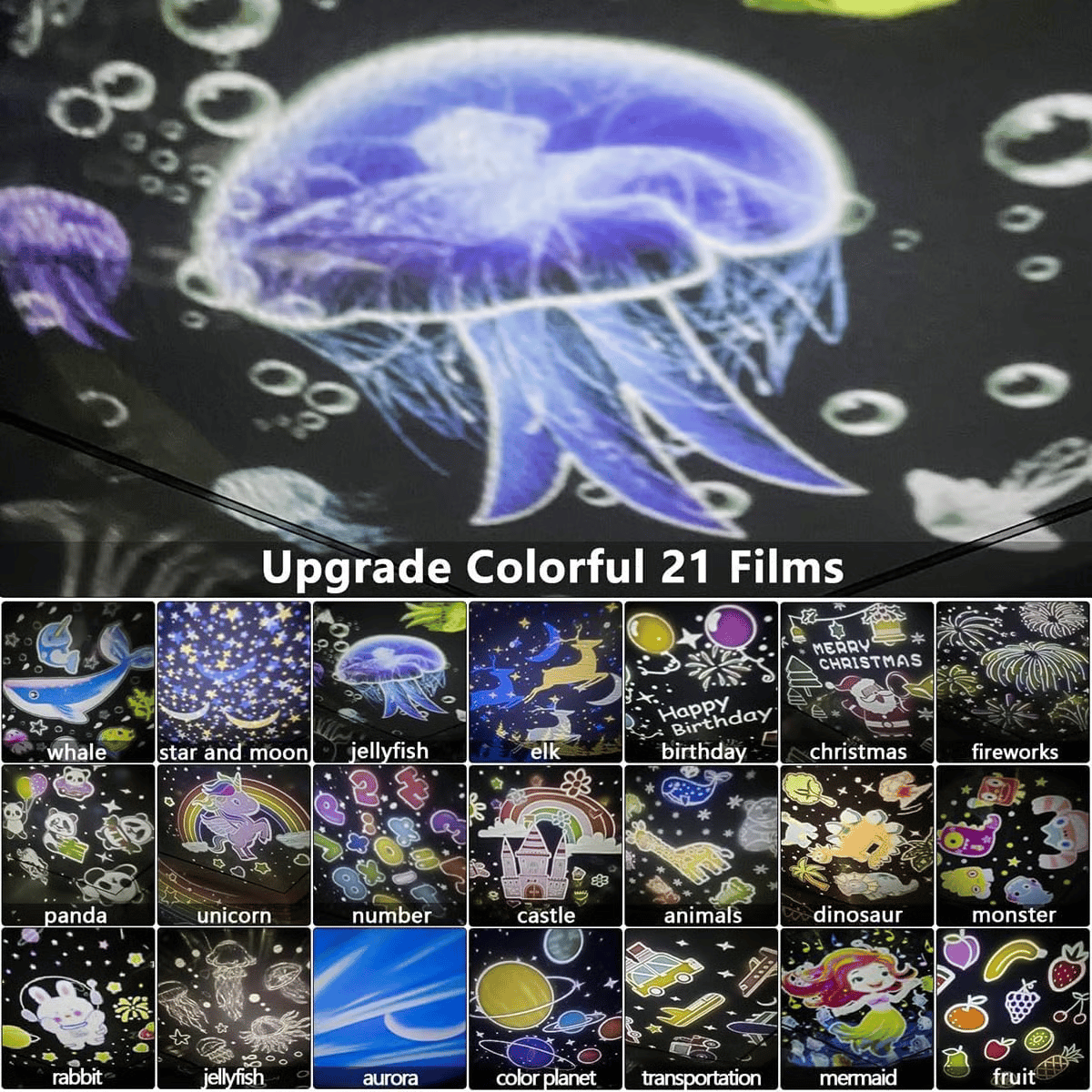 🎅🎁 Projektorowa lampka nocna dla dzieci 15 zestawów filmów🔋Ładowanie typu C