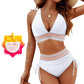 💃 Kontrasztos, magas derekú bikini szett, hasformáló és alakformáló