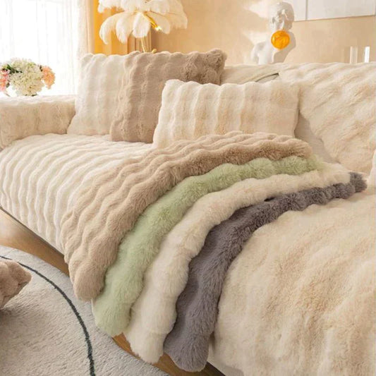 🛋️ Szuper ajánlat✨☁️Pousbo® Vastag nyúl plüss kanapéhuzat ❄️