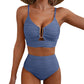 🔥 S-2XL 🌞 Női magas derekú bikini 🌊👙