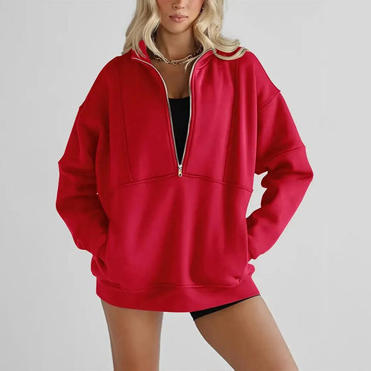 🎄Kobiety Casual Lapel pół Zamek błyskawiczny Topy