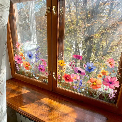 ⏰Színes virágcsokor ablakmatrica🖼️(szabadon méretre vágható)
