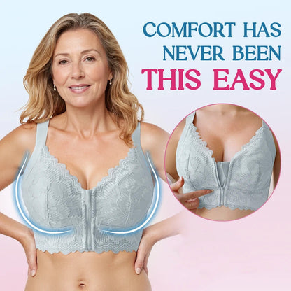 🌸 Női kényelmes, elöl záródó, csipkés tartásjavító melltartó – stílus és tartás egyben!