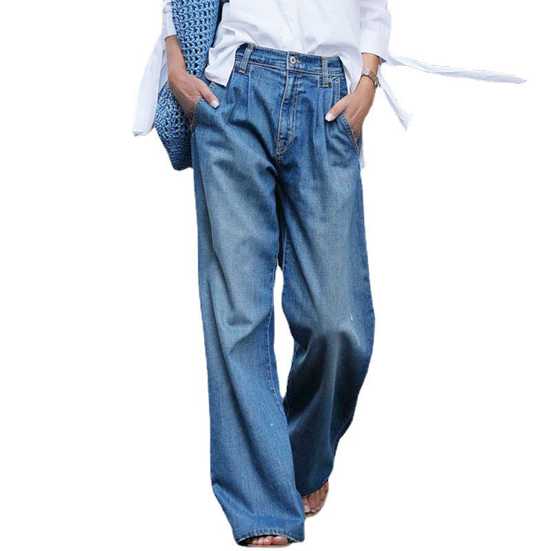 👖 Damska jeansy casualowe z efektem sprania
