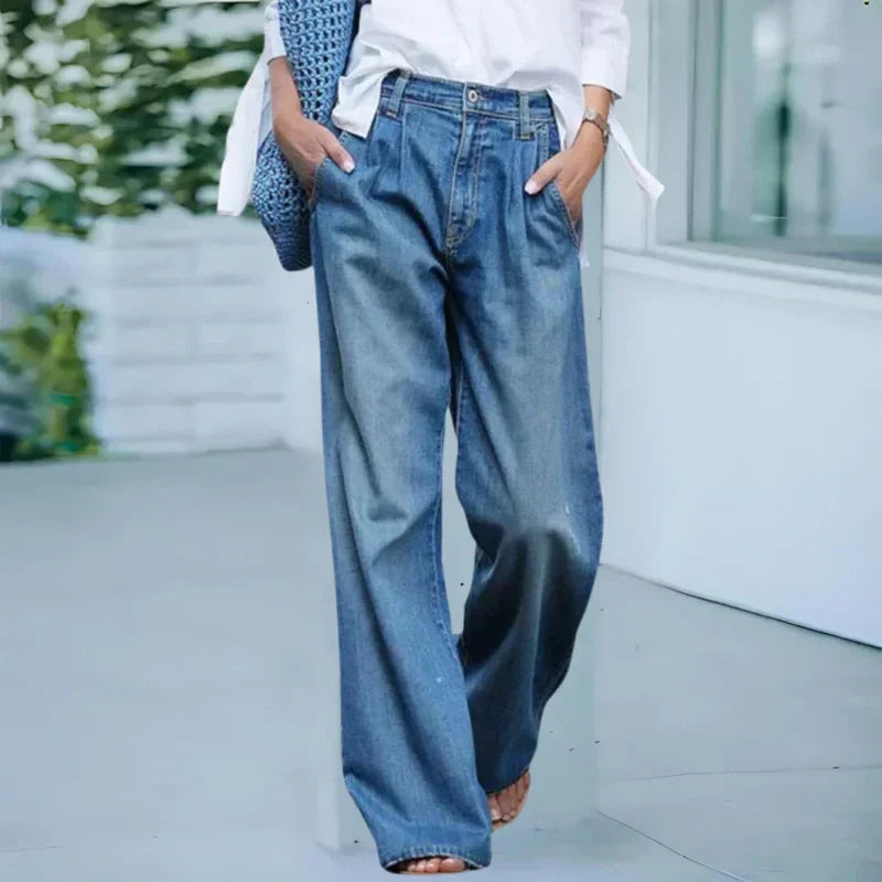 👖 Damska jeansy casualowe z efektem sprania