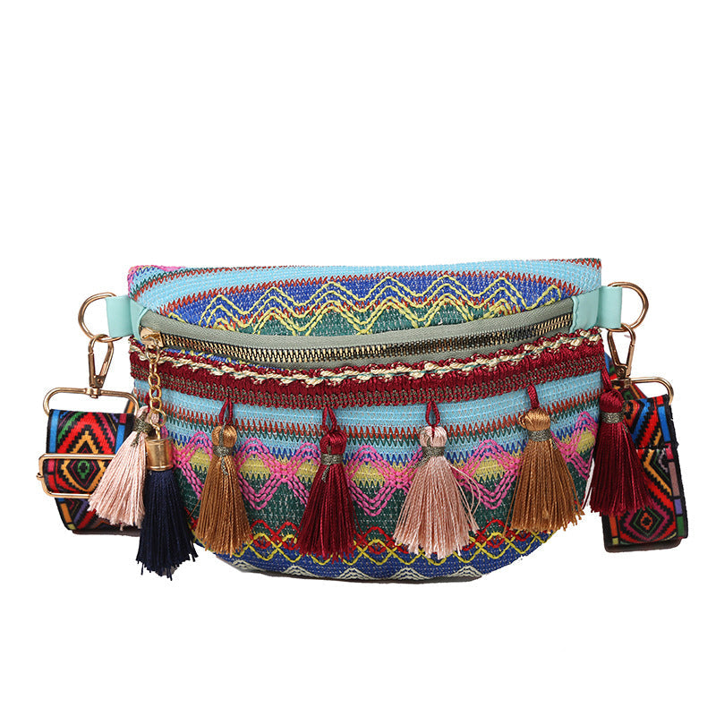 🌈Kolorowa, ręcznie tkana torba biodrowa w stylu vintage