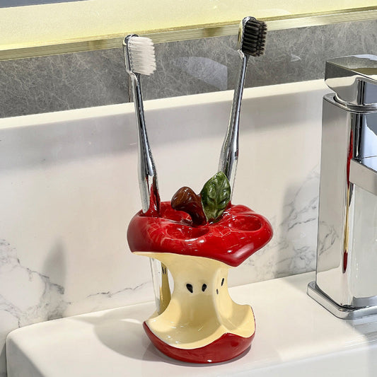 Ceramiczny uchwyt na szczoteczkę do zębów w kształcie jabłka