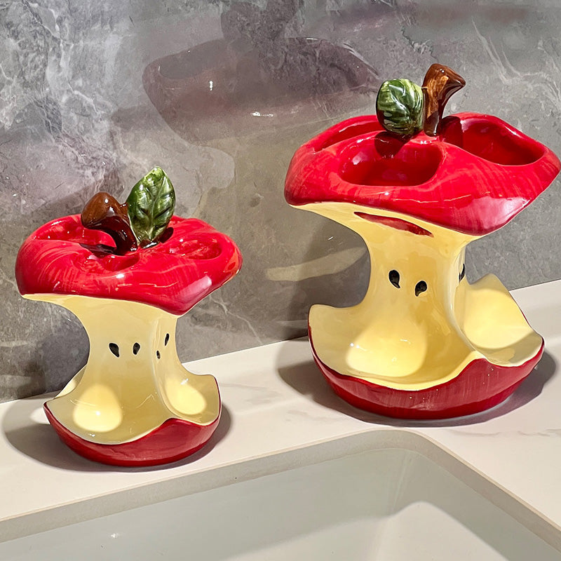 Ceramiczny uchwyt na szczoteczkę do zębów w kształcie jabłka