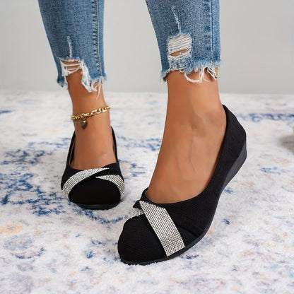 💕Lekkie damskie modne buty na koturnie z kryształkami