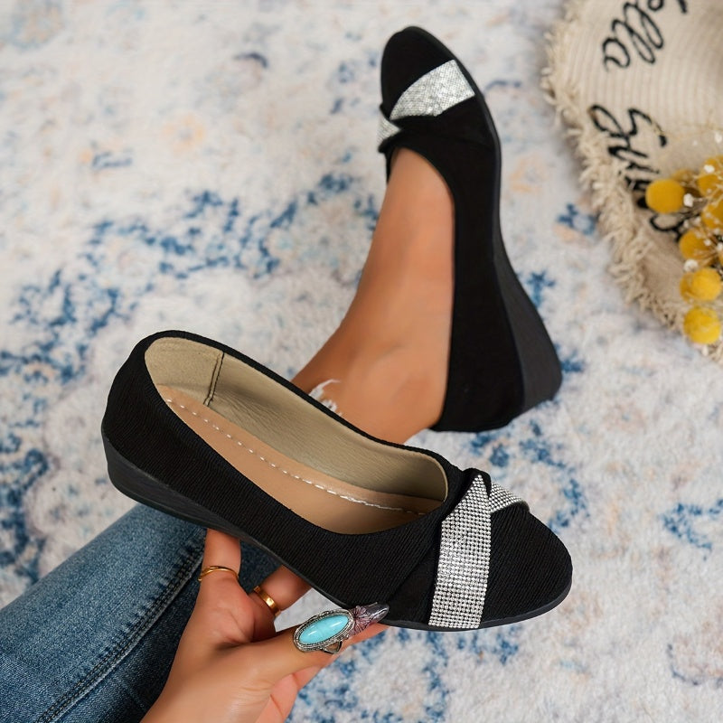 💕Lekkie damskie modne buty na koturnie z kryształkami