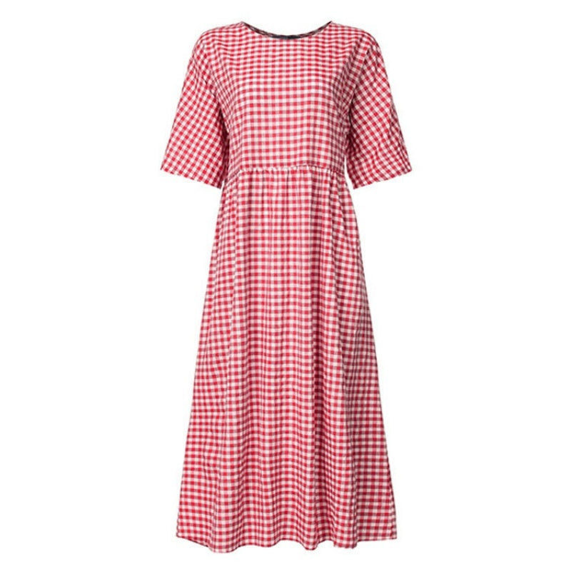 Luźna codzienna sukienka w kratę