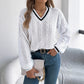 Damski długi rękaw w V-Neck dzianinowy sweter