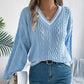 Damski długi rękaw w V-Neck dzianinowy sweter