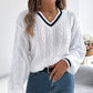 Damski długi rękaw w V-Neck dzianinowy sweter