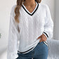 Damski długi rękaw w V-Neck dzianinowy sweter