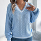 Damski długi rękaw w V-Neck dzianinowy sweter
