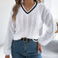 Damski długi rękaw w V-Neck dzianinowy sweter