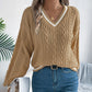 Damski długi rękaw w V-Neck dzianinowy sweter