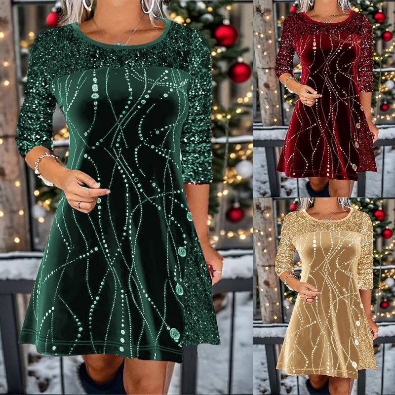 ✨Elegancka sukienka z cekinami o linii A