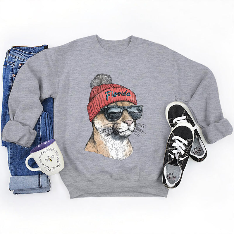 Unisex stylowy nadruk dla zwierząt top z długimi rękawami