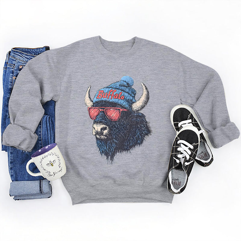 Unisex stylowy nadruk dla zwierząt top z długimi rękawami