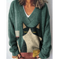 Kobietowy sweter wydrukowany w szyku w stylu V