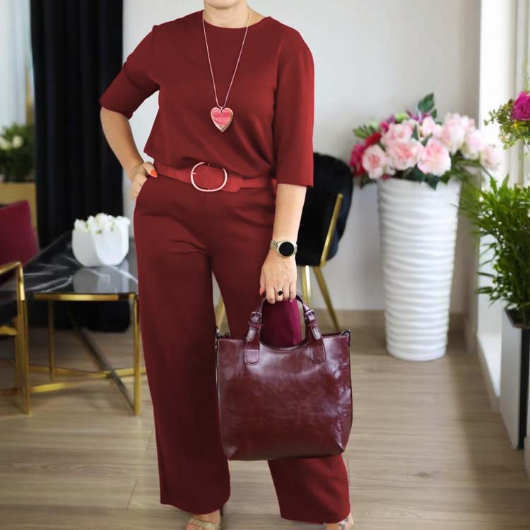 💝Elegancki 3-częściowy zestaw zawierający długi kardigan, bluzkę i spodnie