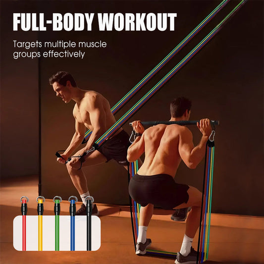 🏋️ 14 darabos ellenállás szalag szett fogantyúval otthoni edzéshez
