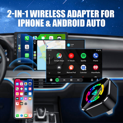 🚗2 az 1-ben vezeték nélküli adapter iPhone és Android Auto eszközökhöz