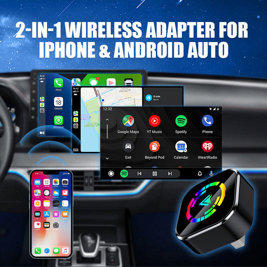 🚗2 az 1-ben vezeték nélküli adapter iPhone és Android Auto eszközökhöz