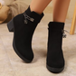 🌸Női műbőr, vastag sarkú bokacsizma