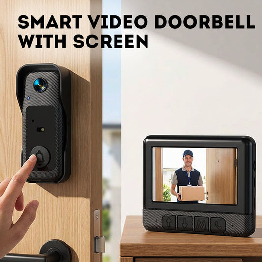 ⏳Időkorlátozott 50% kedvezmény⏰ Vezeték nélküli intelligens videós ajtócsengő kijelzővel📹
