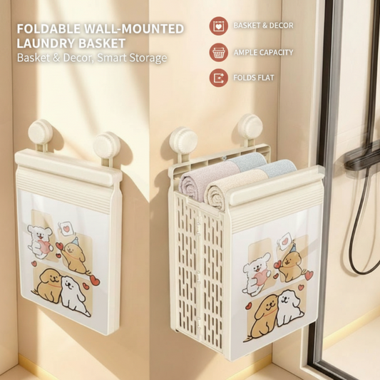 ✨Időkorlátozott 50% kedvezményes ajánlat✨Összecsukható tapadókorongos, falra szerelhető szennyeskosár