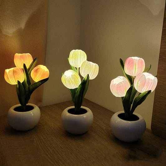 🌷💡 LED Tulipán Asztali Éjszakai Lámpa
