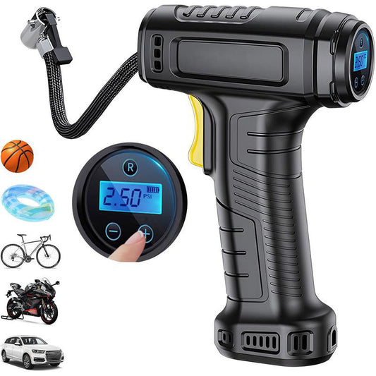 Hordozható vezeték nélküli légkompresszor digitális kijelzővel