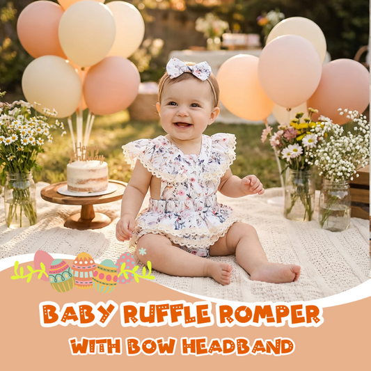 👶Babaruha rojtos gallérral és masnis fejpánttal